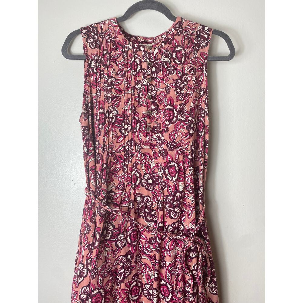 FAHERTY DRESS LINEN FLORAL MIDI PINK COTTAGECORE MILKMAID BOHO WESTERN COQUETTE - Picture 8 of 16